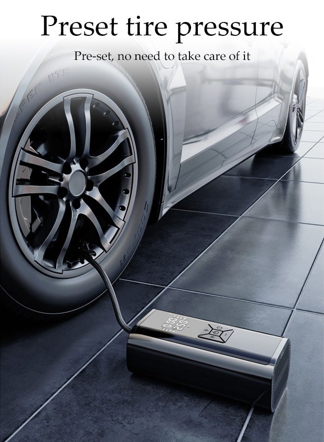 DUNISO Digital Car Tyre Inflator Air Compressor Wireless and Wired Dual-use Model Portable Electric Fast Inflation Pump with LCD Dual Screen Intelligent Automatic Stop Handheld Inflation Pump for Cars Bikes Motorcycles and Balls - Image 2