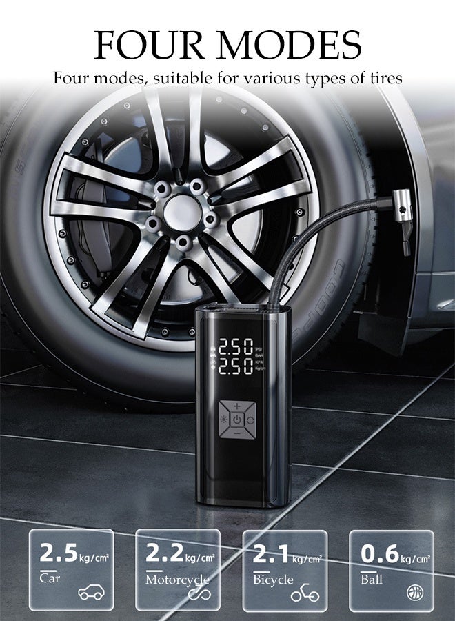 DUNISO Digital Car Tyre Inflator Air Compressor Wireless and Wired Dual-use Model Portable Electric Fast Inflation Pump with LCD Dual Screen Intelligent Automatic Stop Handheld Inflation Pump for Cars Bikes Motorcycles and Balls - Image 3