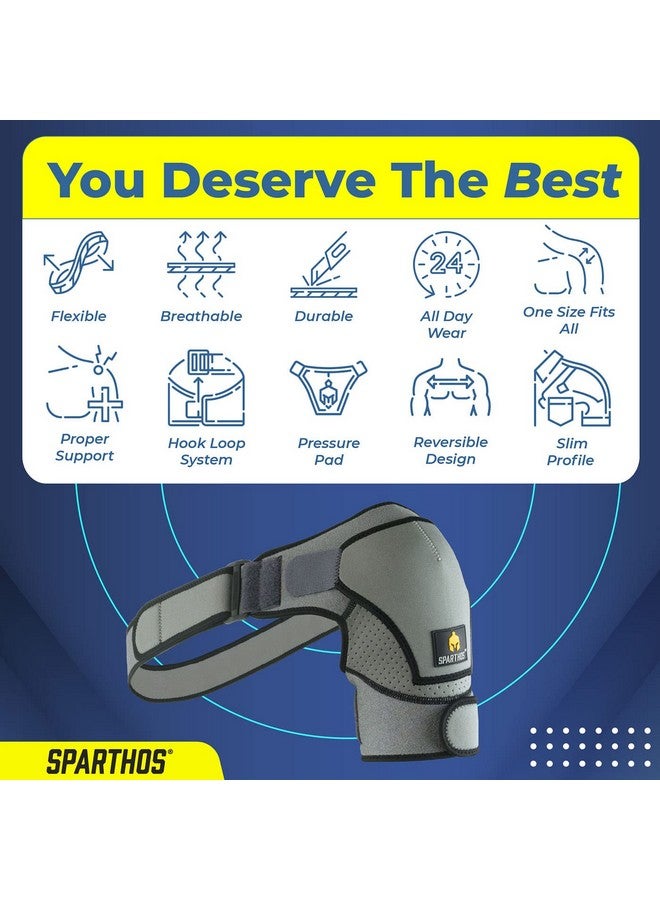 Sparthos Shoulder Brace - Support and Compression Sleeve for Torn Rotator Cuff, AC Joint Pain Relief - Arm Immobilizer Wrap, Ice Pack Pocket, Stability Strap, Dislocated Sholder - Men and Women - XXL - Image 4
