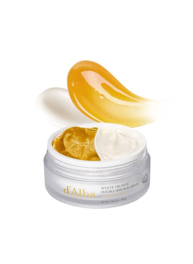 d'alba Piedmont Italian White Truffle Double Serum & Cream, Vegan Skincare, 2-in-1 Face Moisturizer, Vegan Collagen, Skin Firming and Tightening, Non Comedogenic, Suitable for All Skin Types (2.46 oz) - Image 1