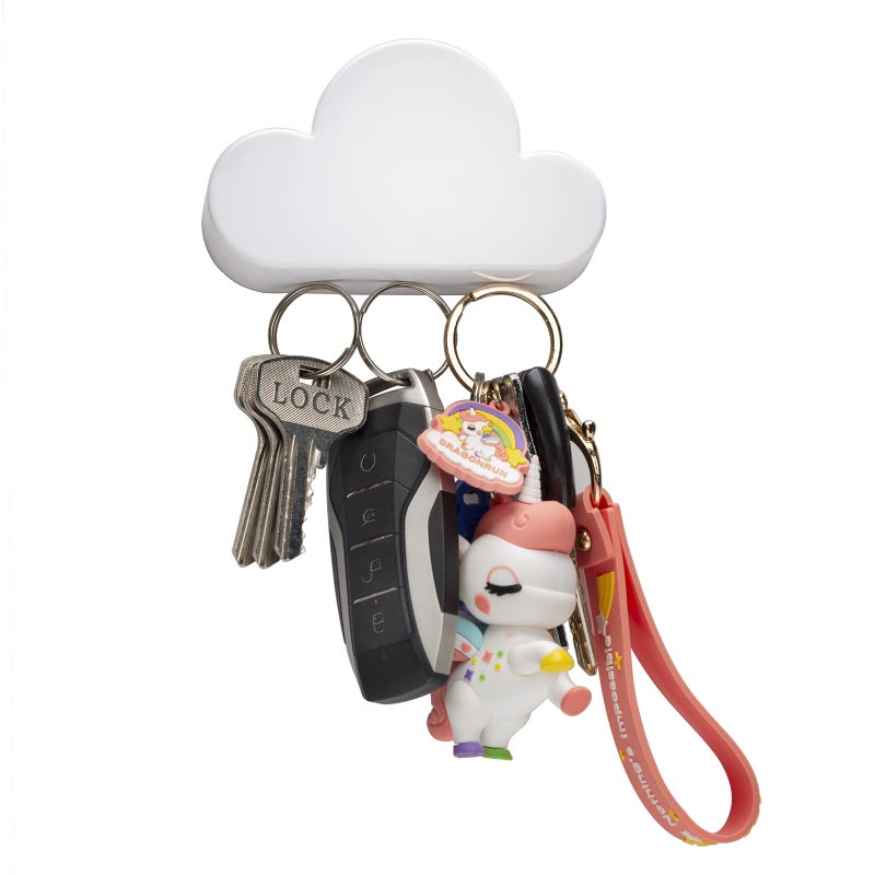 TWONE White Cloud Magnetic Wall Key Holder - Easy to Mount - Powerful Magnets Keep Keychains and Loose Keys Securely in Place - Image 1