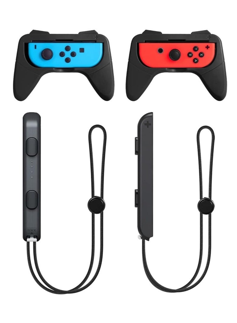 2 Pack Wrist Strap for Switch Joycon, Lanyard Replacement Gamepad Parts Accessories Support Adjustable Tightness for Nintendo Switch Controller (Black)