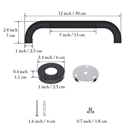 Munzong 12 Inch Shower Grab Bar Oil Rubbed Black, Munzong Anti Slip Bathroom Grab Bar, Knurled Bathroom Balance Bar, Safety Hand Rail Support Handicap Elderly Injury Senior Assist Bath Handle - Image 2