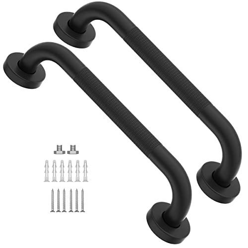 Munzong 12 Inch Shower Grab Bar Oil Rubbed Black, Munzong Anti Slip Bathroom Grab Bar, Knurled Bathroom Balance Bar, Safety Hand Rail Support Handicap Elderly Injury Senior Assist Bath Handle - Image 1