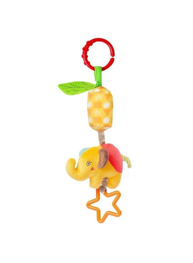Crib Bed Hanging Elephant Rattle，Adorable Animal Infant Play Music Crib Toy Educational Toys,Kids Hand Bell Puppet with Cute Wind Chime and Squeak  - Image 1