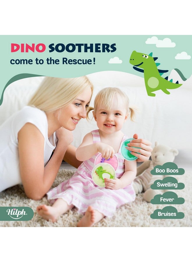 هيلف كمادات ثلج هيلف للأطفال على شكل ديناصور، قابلة لإعادة الاستخدام، كمادات جل ساخنة وباردة للأطفال، لتخفيف الآلام والإصابات والكدمات والرضاعة الطبيعية وضرس العقل (3 عبوات) - Image 1