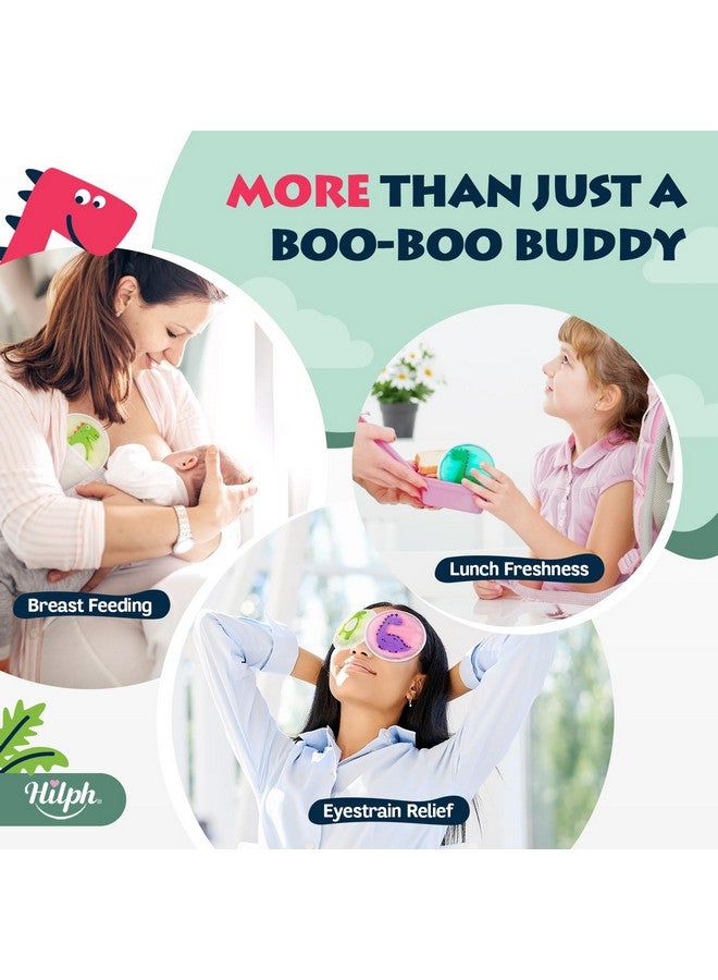 هيلف كمادات ثلج هيلف للأطفال على شكل ديناصور، قابلة لإعادة الاستخدام، كمادات جل ساخنة وباردة للأطفال، لتخفيف الآلام والإصابات والكدمات والرضاعة الطبيعية وضرس العقل (3 عبوات) - Image 4