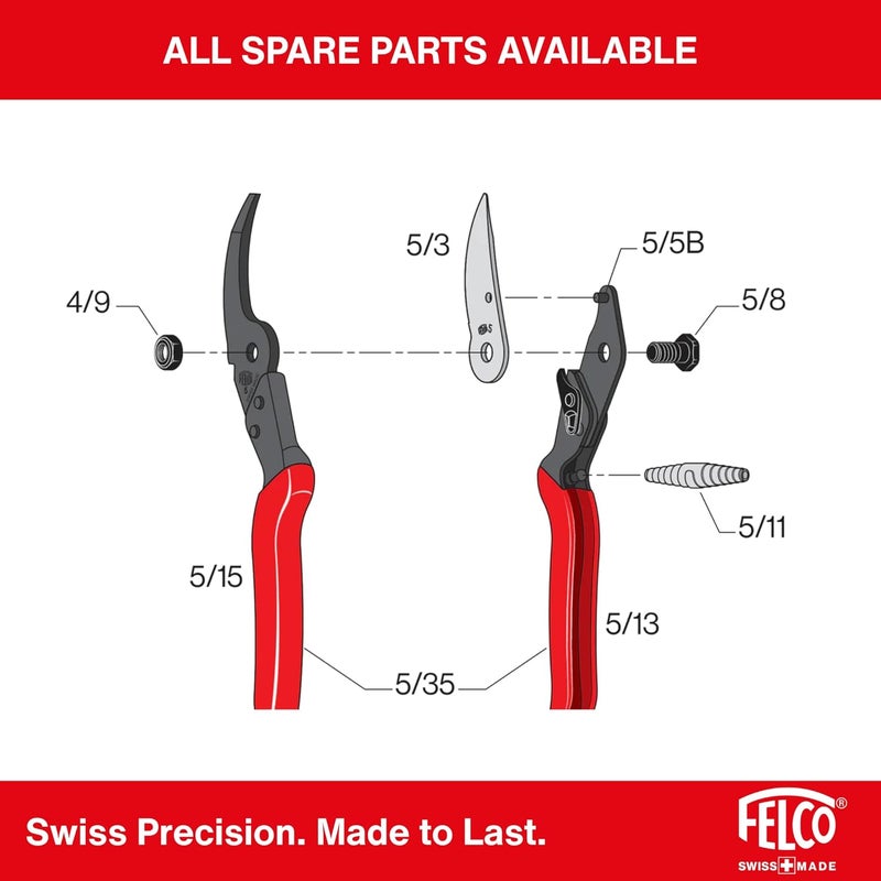 FELCO Secateurs l83 Model 5 Economy Right Handed Classic Red Bypass Pruning Shears - Image 4