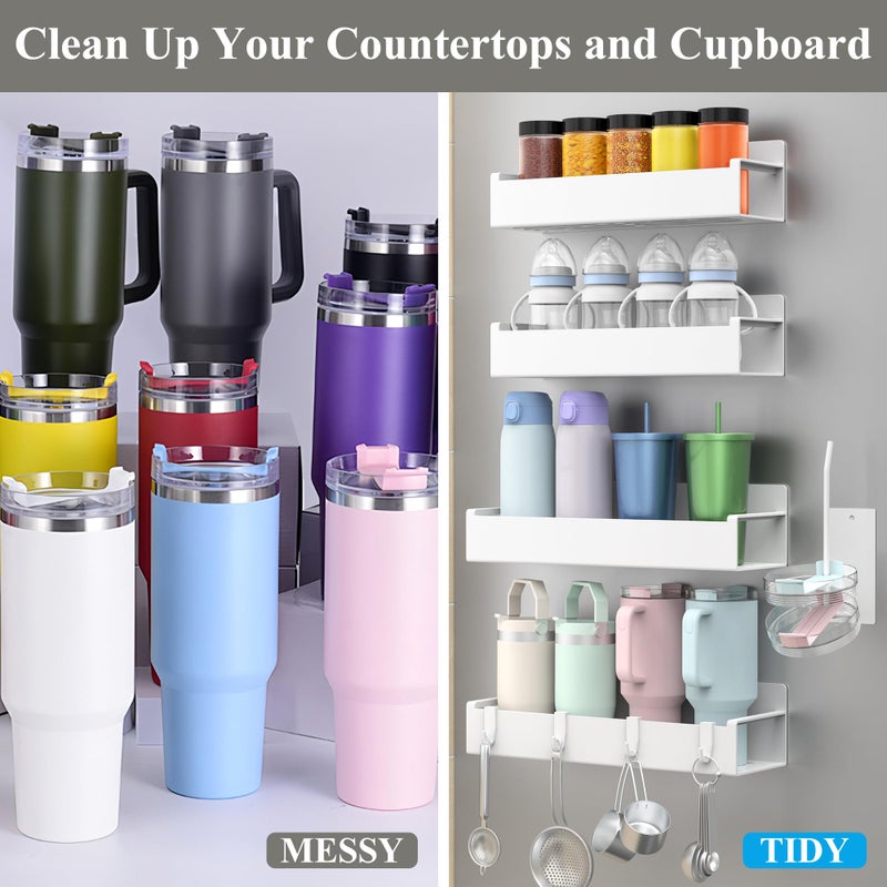 Huggiegems Magnetic Water Bottle Holder For Refrigerator  Cup Holder Organizer For Stanley And Tumbler For Kitchen  4 Pack  White - Image 5