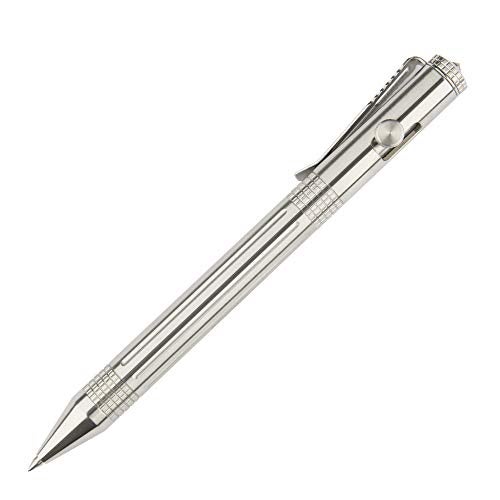 SMOOTHERPRO Bolt Action Pen Stainless Steel Pen with Decent Durable Stainless Steel Pen Clip Military Design for EDC Outdoor Office Tremor Parkinson Arthritic Signature (SST331) - Image 1