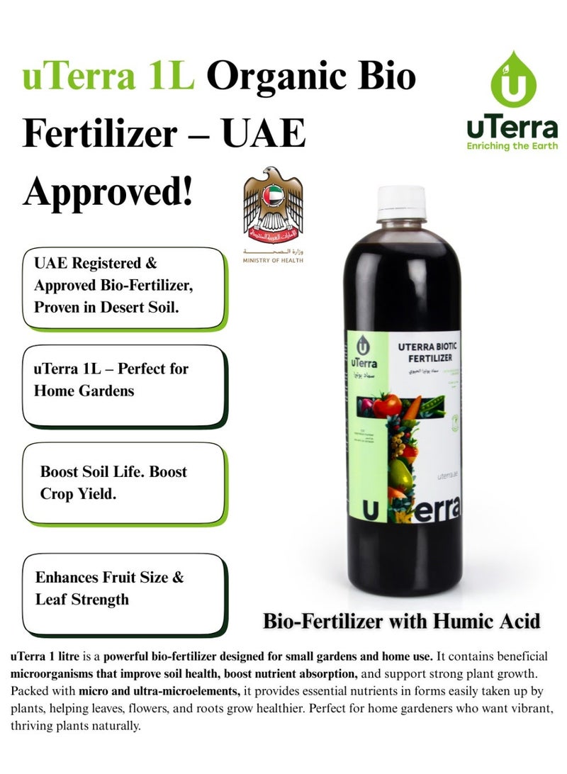 uTerra Organic Liquid Bio Fertilizer 1000ml | Plant Food for Indoor Plants, Flowers, Vegetables & Home Gardens | Strong Roots, Healthy Growth & Higher Yield | Made for UAE Climate - Image 4