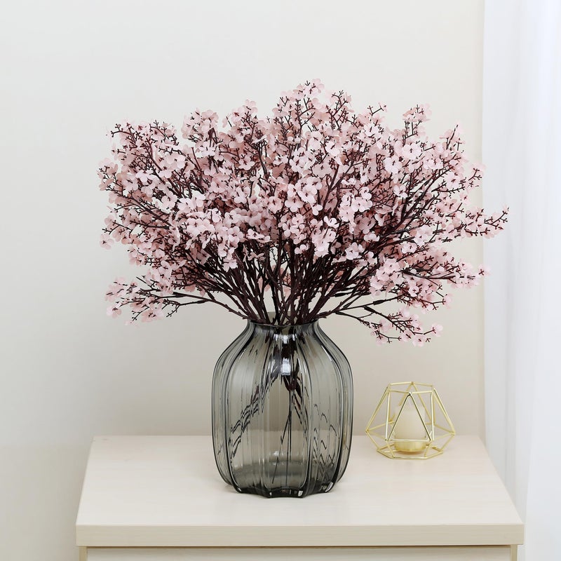 JAKY Global JAKY-Global Babys Breath Fabric Cloth Artificial Flowers 6 Bundle European Fake Silk Plants Decor Wedding Party Decoration Bouquets Real Touch DIY Home Garden (Autumn Pink-6pcs) - Image 5