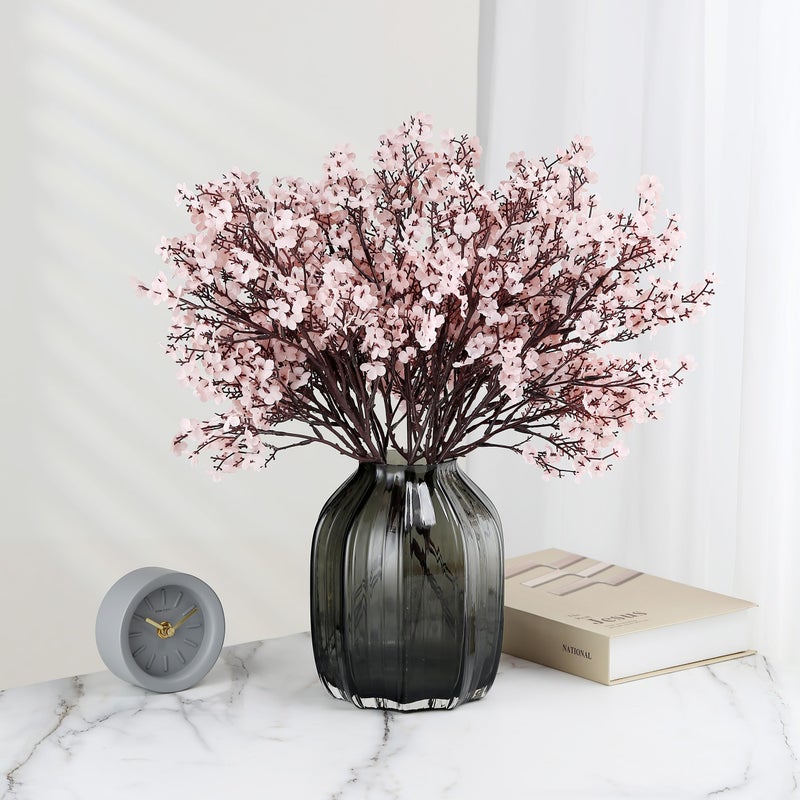 JAKY Global JAKY-Global Babys Breath Fabric Cloth Artificial Flowers 6 Bundle European Fake Silk Plants Decor Wedding Party Decoration Bouquets Real Touch DIY Home Garden (Autumn Pink-6pcs) - Image 2