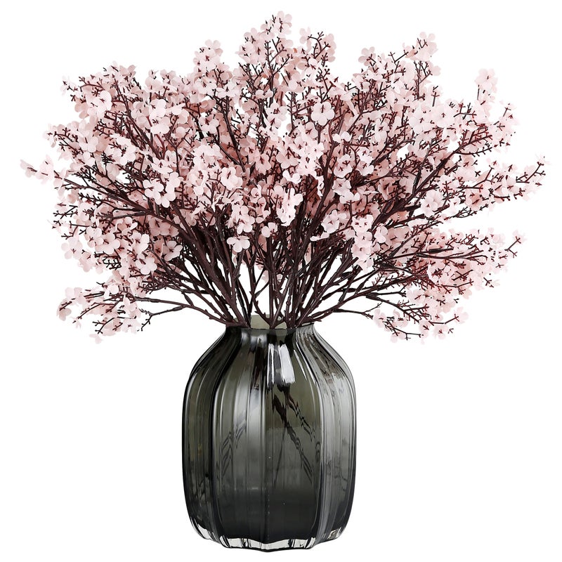 JAKY Global JAKY-Global Babys Breath Fabric Cloth Artificial Flowers 6 Bundle European Fake Silk Plants Decor Wedding Party Decoration Bouquets Real Touch DIY Home Garden (Autumn Pink-6pcs) - Image 1