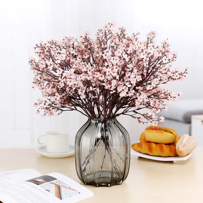 JAKY Global JAKY-Global Babys Breath Fabric Cloth Artificial Flowers 6 Bundle European Fake Silk Plants Decor Wedding Party Decoration Bouquets Real Touch DIY Home Garden (Autumn Pink-6pcs) - Image 4