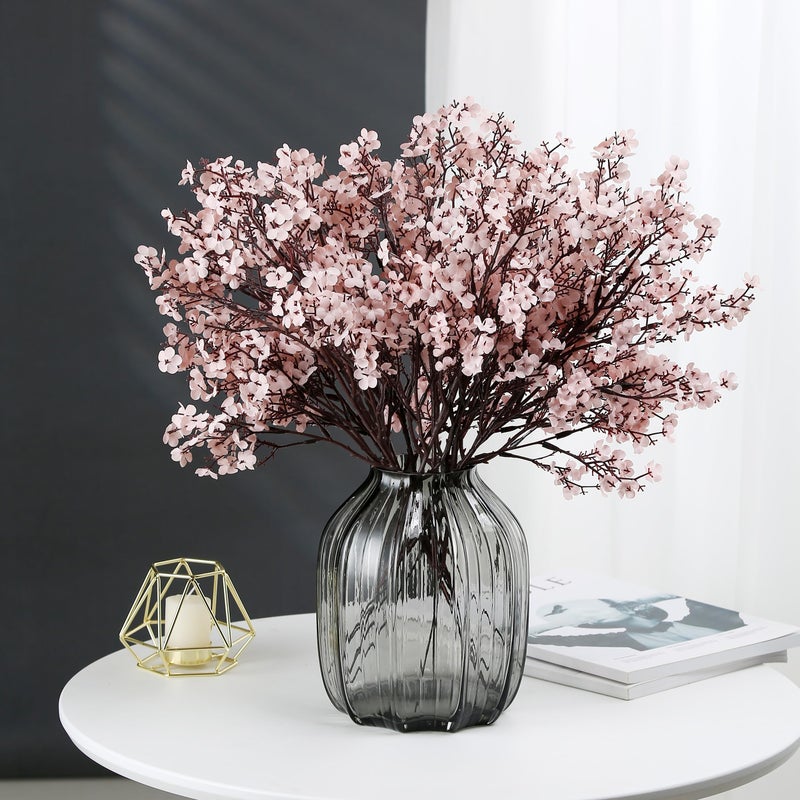 JAKY Global JAKY-Global Babys Breath Fabric Cloth Artificial Flowers 6 Bundle European Fake Silk Plants Decor Wedding Party Decoration Bouquets Real Touch DIY Home Garden (Autumn Pink-6pcs) - Image 3