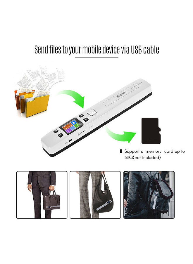 Generic - Portable Handheld Wand Document/ Book/ Images Scanner 1050DPI Resolution High Speed Scanning A4 Size JPEG/ PDF Format Colorful LCD Display for Office Business Reciepts - Image 1