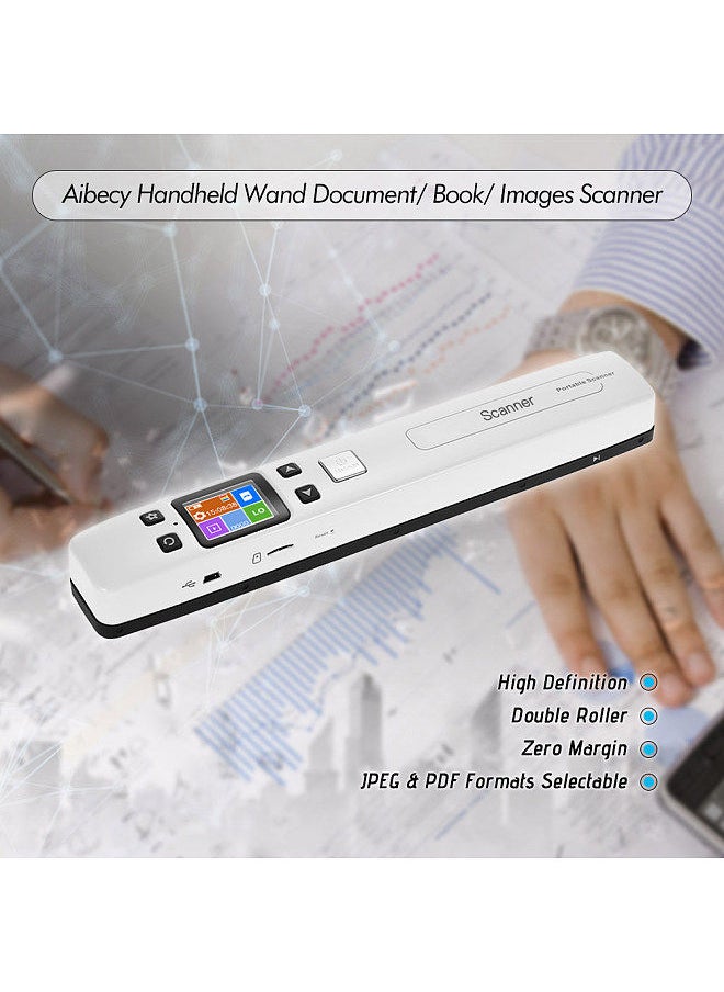 Generic - Portable Handheld Wand Document/ Book/ Images Scanner 1050DPI Resolution High Speed Scanning A4 Size JPEG/ PDF Format Colorful LCD Display for Office Business Reciepts - Image 1