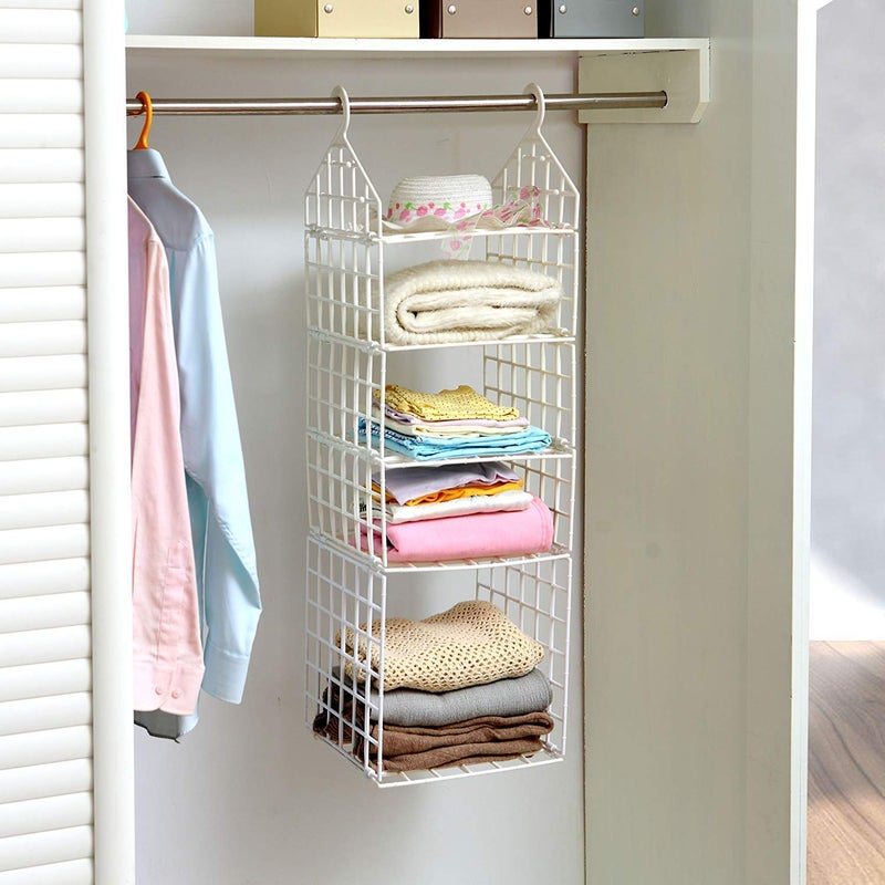 BRUSHFINCH BRUSHFINCH 5 Layer Folding Clothes Storage Racks Dormitory Closet for Students Wardrobe Shelves Underwear Socks Scarf tShirt etc Hanging Organizer Storage Holders Racks Cloth Storage Racks - Image 2
