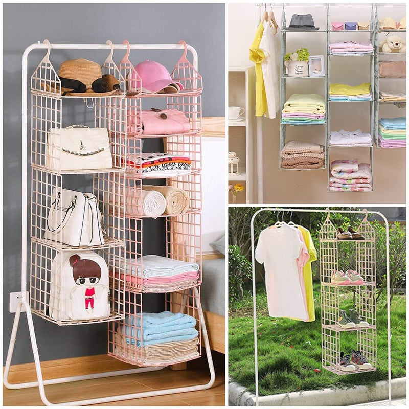 BRUSHFINCH BRUSHFINCH 5 Layer Folding Clothes Storage Racks Dormitory Closet for Students Wardrobe Shelves Underwear Socks Scarf tShirt etc Hanging Organizer Storage Holders Racks Cloth Storage Racks - Image 5