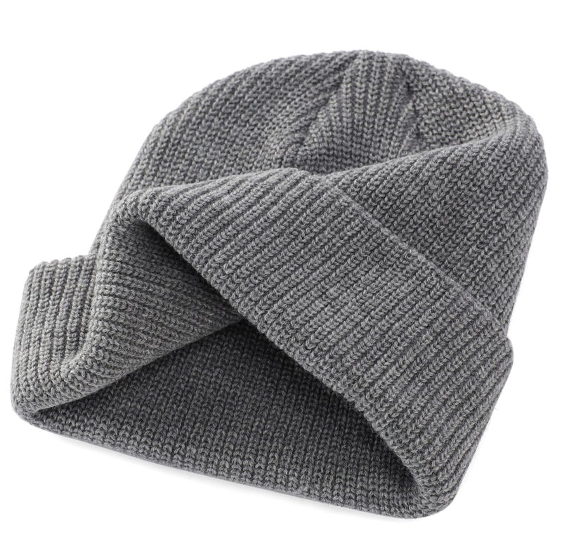 Connectyle Winter Beanie for Men Women Classic Knitted Warm Hat Daily Thick Cuffed Beanies Acrylic Watch Cap Light Grey - Image 4