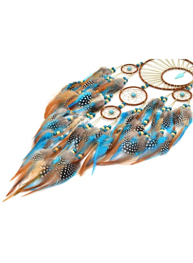 Urdeoms Large Dream Catchers for Girls Room Decor Boho Moon Dream Catcher Wall Decor Turquoise Hanging Ornament for Living Room Dorm Decor Hippie Gifts (NO.34) - Image 5