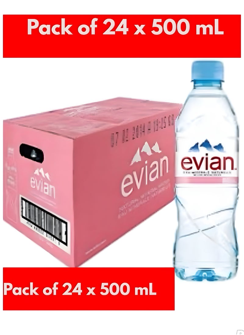 Evian Naturally Bottled Filtered Mineral Drinking Water 24x 500 ML  - Image 1