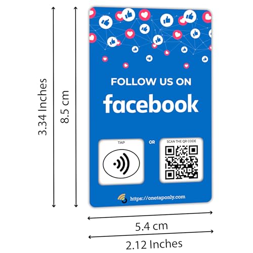 One Tap Only NFC Business Card 1 Pack Follow Us Card Contactless Smart Tap QR Code Compatible with Facebook System Reusable Feedback Tool for Restaurants Local Businesses Works with All Phones - Image 3