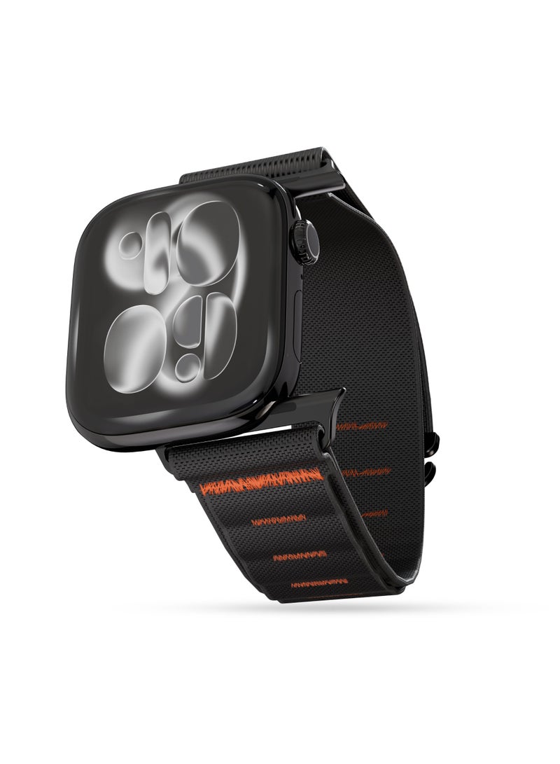 ليفيلو حزام ساعة ذكي من نايلون، حزام قابل للتعديل يناسب معظم الأحجام، مقاوم للعرق والماء، مصمم لساعة أبل سلسلة 11/10/9/8/7 - أسود - Image 1