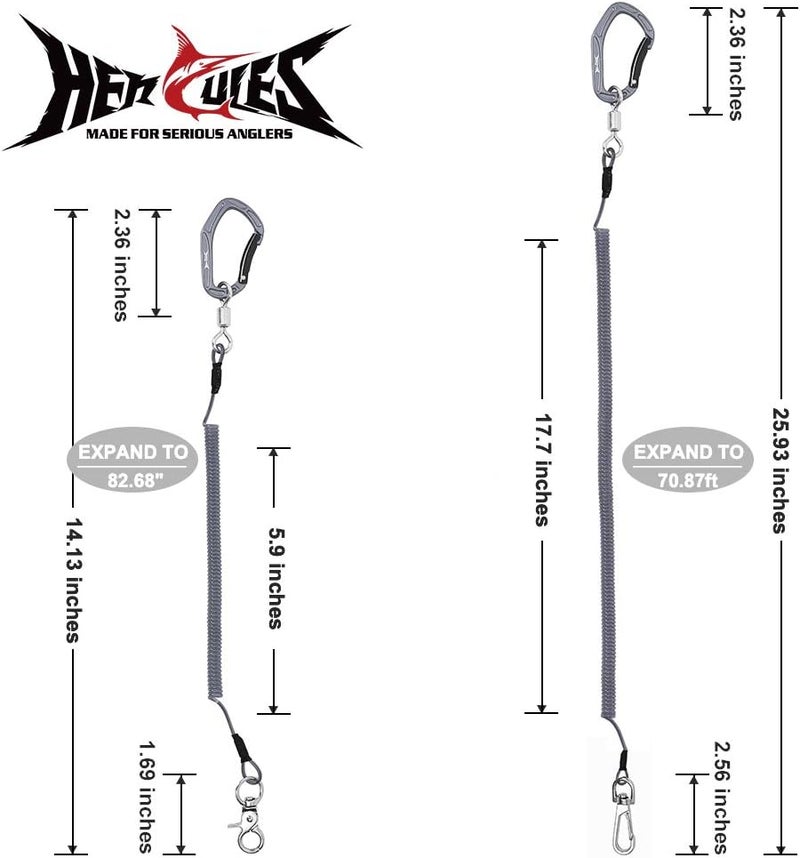 Hercules M4 Fishing Lanyard, Fishing Pole Tether, Kayak Paddle Leash, Heavy Duty Retractable Coiled Lanyard for Fishing, Rods, Pliers, Boating, Paddles, Kayak - Image 2