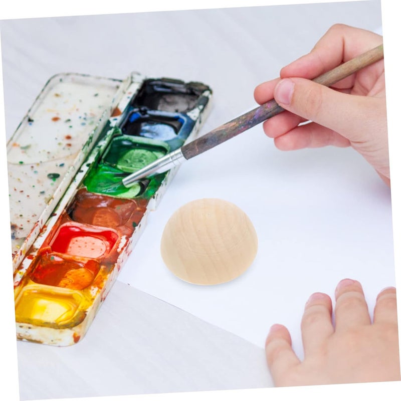 Healifty 20pcs Unfinished Mini Hemisphere Wooden Balls Half Craft Spheres for DIY Arts and Crafts Projects Smooth Solid Half Wooden Balls for Painting and Home Decoration - Image 4