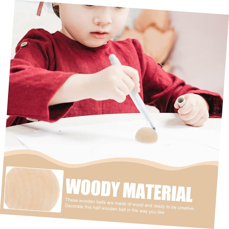 Healifty 20pcs Unfinished Mini Hemisphere Wooden Balls Half Craft Spheres for DIY Arts and Crafts Projects Smooth Solid Half Wooden Balls for Painting and Home Decoration - Image 5