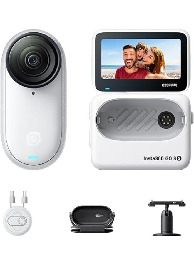 FIPKA Insta360 GO 3S 128GB 4K Mini Portable Vlogging Camera, Hands-Free, Mount Anywhere, Stabilization, 140-Minute Battery life, 10m Waterproof, Apple Find My, Pet POV, White - Image 1