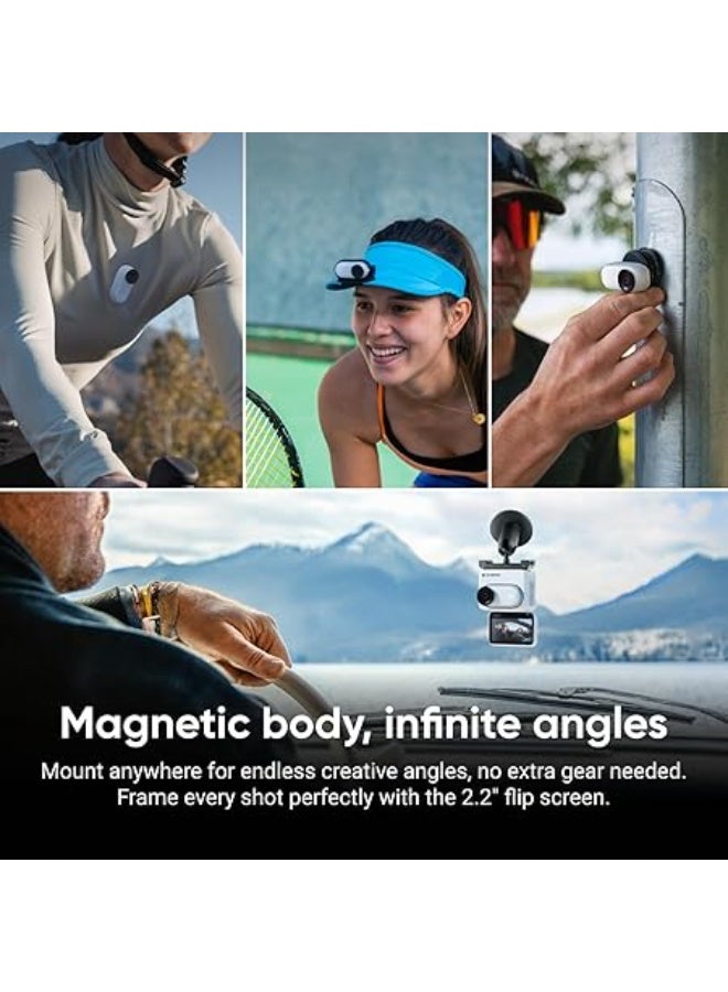 FIPKA Insta360 GO 3S 128GB 4K Mini Portable Vlogging Camera, Hands-Free, Mount Anywhere, Stabilization, 140-Minute Battery life, 10m Waterproof, Apple Find My, Pet POV, White - Image 4