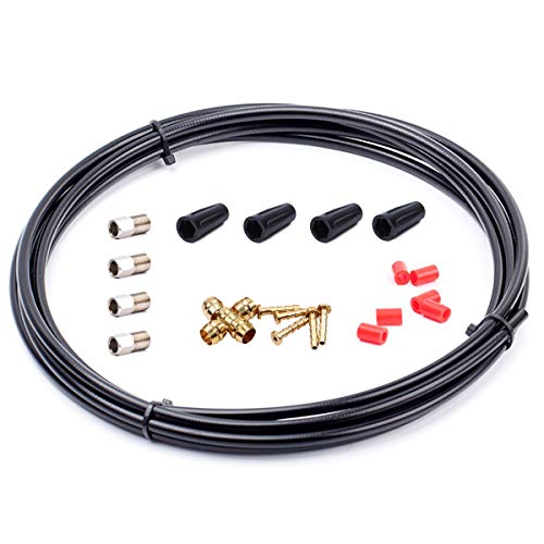 Farbetter 2500mm Bicycle Hydraulic Disc Brake Hose Complete Kit for Shimano BH59 System Included 4PCS Lever Covers, 4PCS Compression Nuts, 6PCS Protective sleeves, 5PCS Oliver and 5PCS Inserts (Black) - Image 1