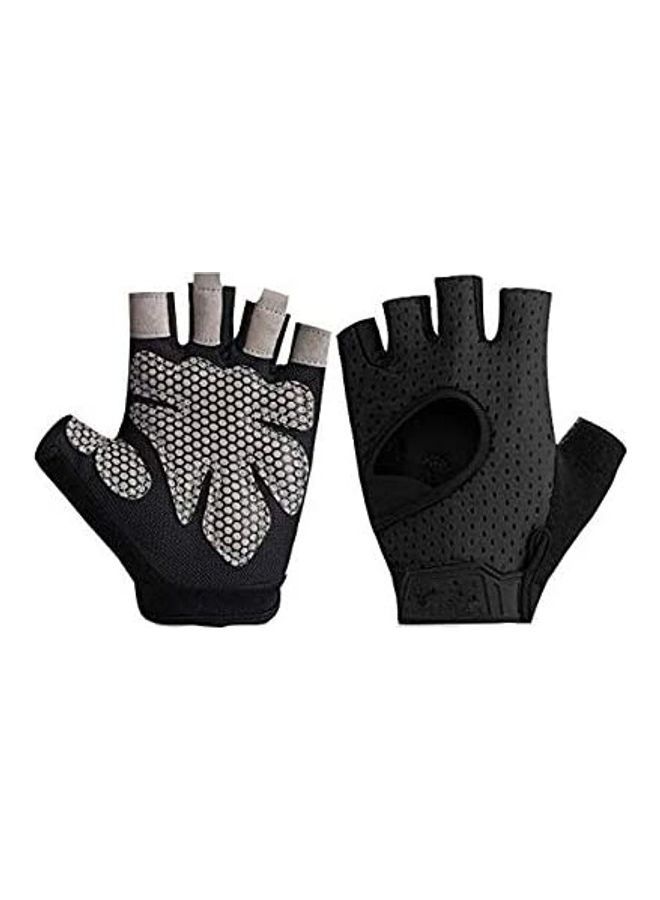 NIBEMINENT Black Weight Lifting Gym Gloves With Anti-Slip Leather Palm 28.9 x 18.4 2.1cm  - Image 1