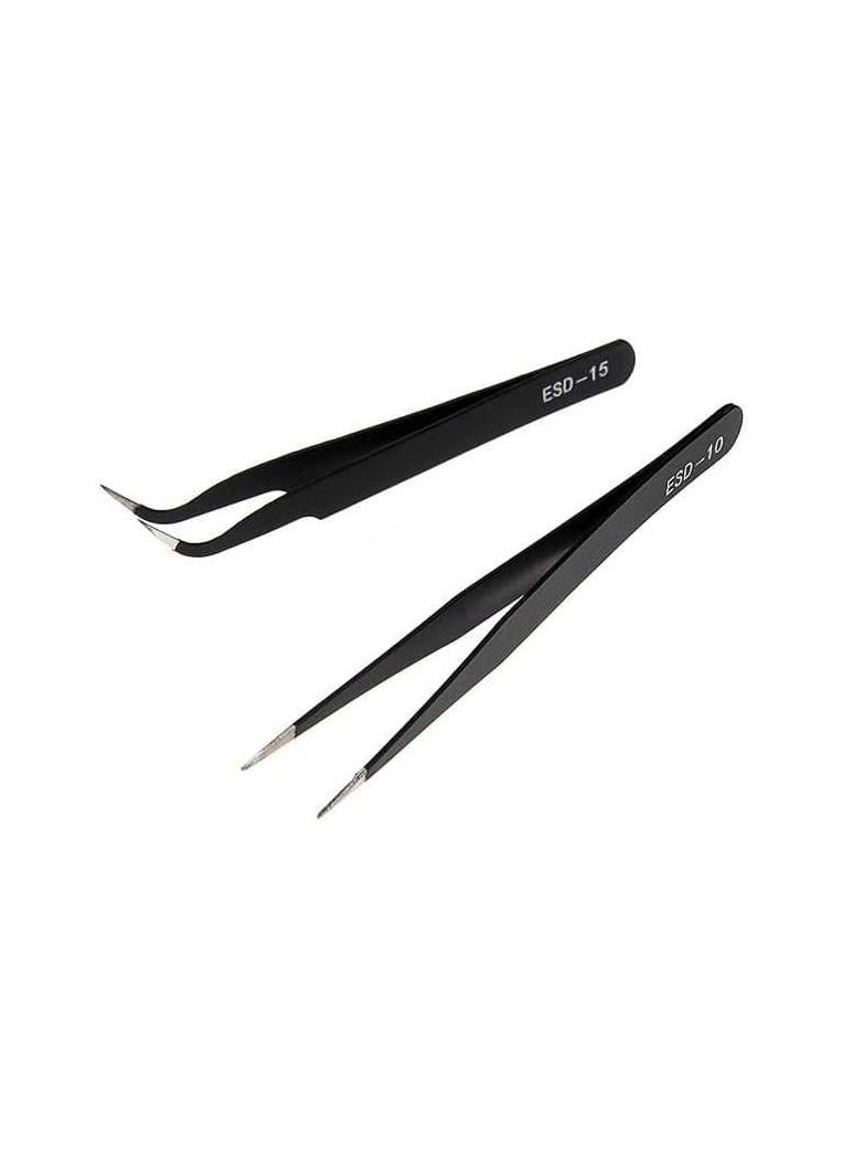 Generic Professional Anti Static Tweezers Black  - Image 2