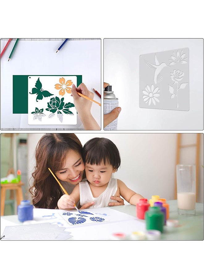 Peachjoy قوالب رسم مانديلا، مجموعة قوالب رسم مكونة من 17 قطعة، قوالب رسم جدارية مزخرفة مختلطة من الزهور، قوالب رسم بلاستيكية قابلة لإعادة الاستخدام، قوالب رسم مجوفة للحرف اليدوية، الجداريات، تزيين الأثاث، 8.3 × 8.3 بوصة - Image 5