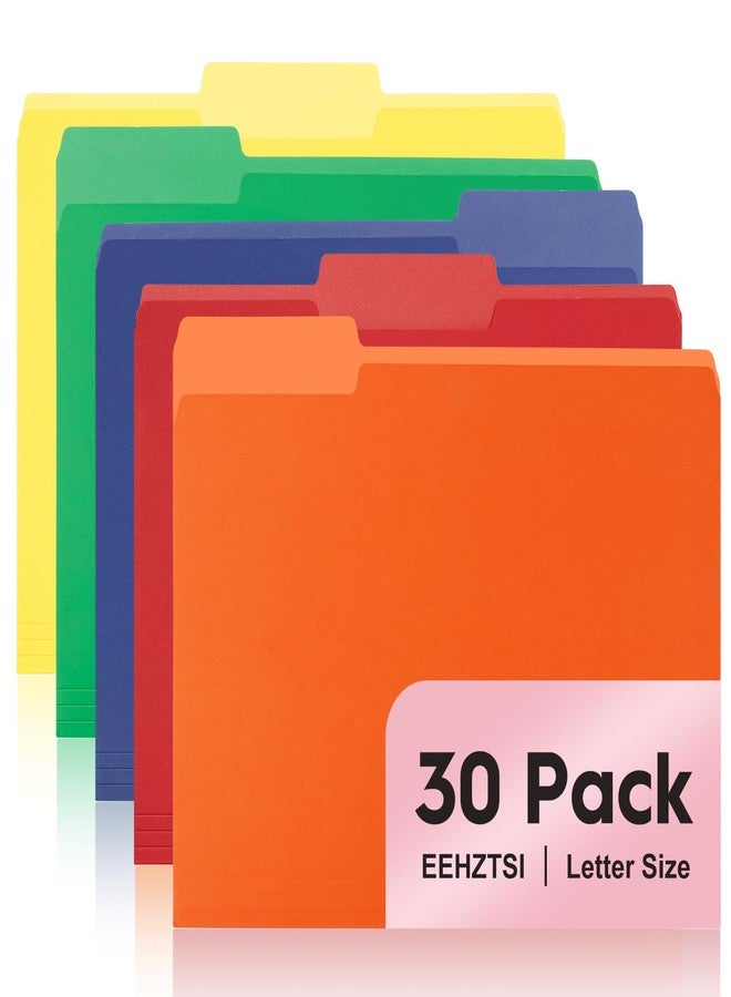 EEHZTSI 30-Pack Color File Folders, 1/3 Cut Tab, Assorted 5 Colors Letter Size Manilla Folder for School/Office/Classroom - Image 1