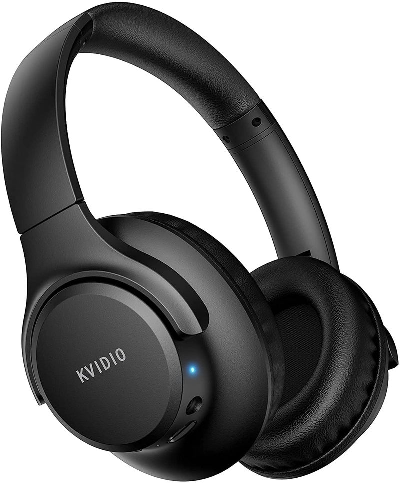 KVIDIO Bluetooth Headphones Over Ear, 65 Hours Playtime Wireless Headphones with Microphone, Foldable Lightweight Headset with Deep Bass,HiFi Stereo Sound for Travel Work PC Cellphone (Black) - Image 1
