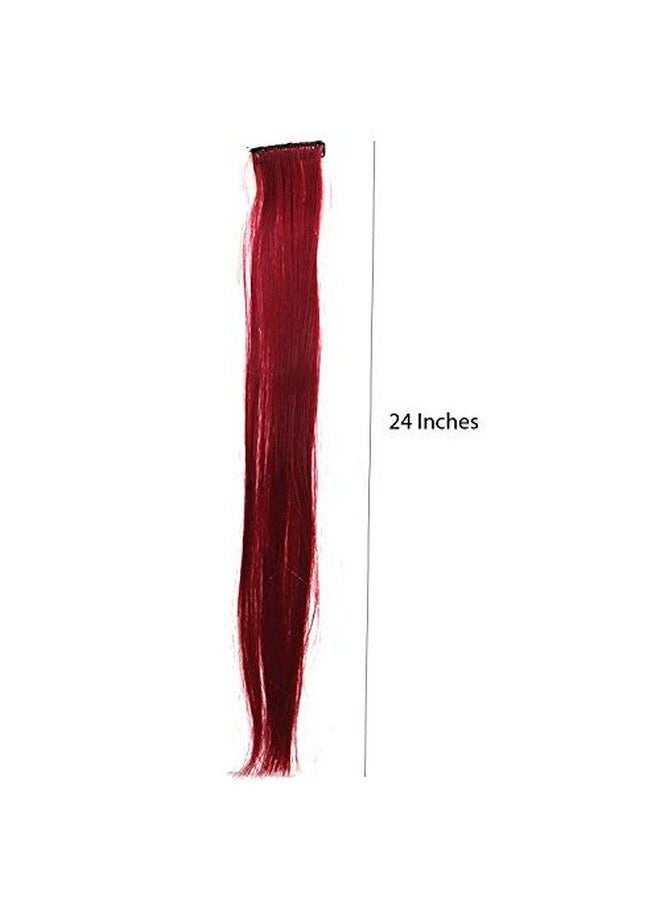 Paradise - Hair Streak Colored Extension Highlighter For Women And Girls (2Pc Wine Maroon+ 2Pc Blonde) - Image 1