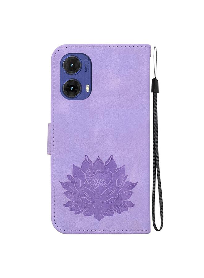erorex Case For Motorola Moto G85 Lotus Embossed Leather Phone Case  - Image 3