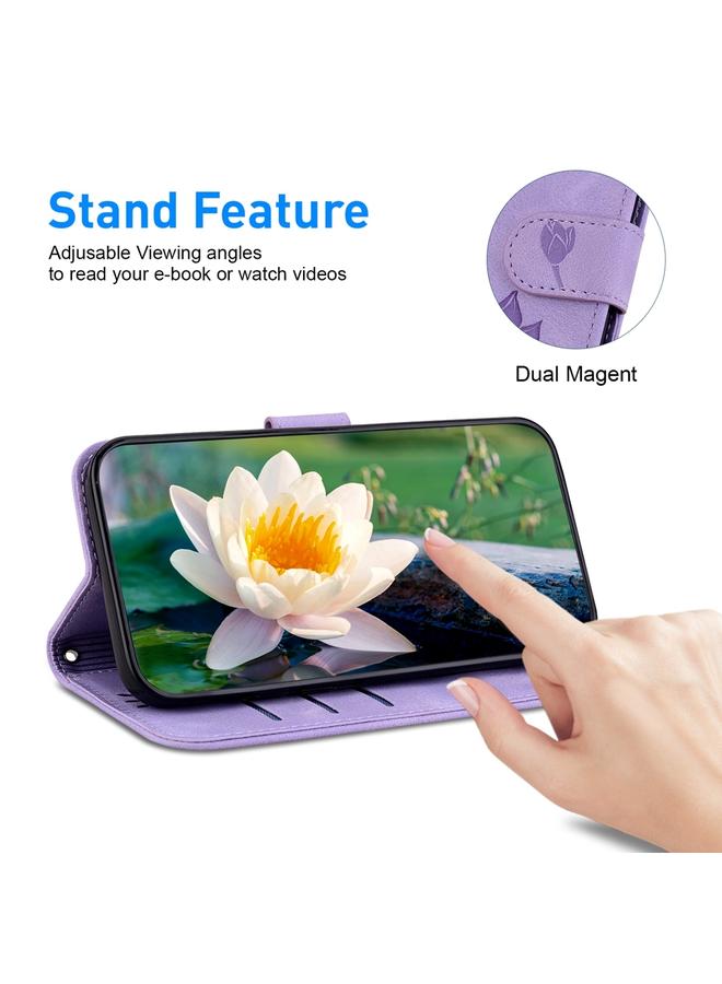 erorex Case For Motorola Moto G85 Lotus Embossed Leather Phone Case  - Image 5