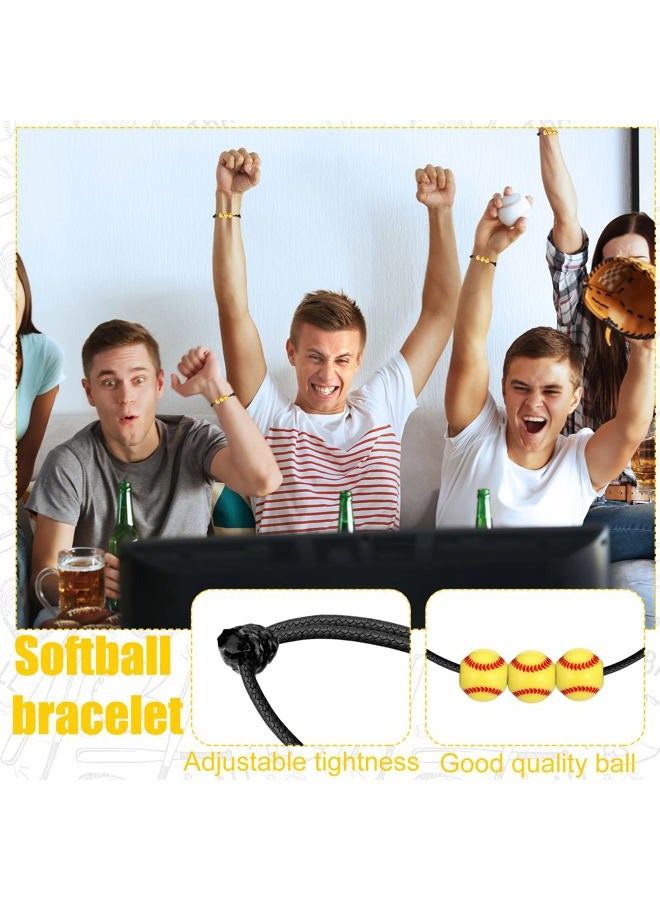 Hicarer 36 Pieces Softball Team Gifts Set Includes 12 Charm Bracelets 12 Pouch Small Portable Travel Makeup Bag 12 Scrunchies Elastic Hair Ties for Women Men - Image 3