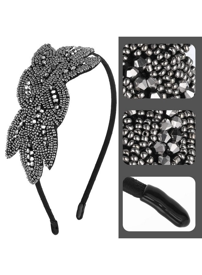 Sibba 1920S Headbands For Women Head Bands Accessories Crystal Bridal Wedding Black Headpiece 20S Rhinestone Flapper Vintage Hair Valentines Accessory For Girls Costume Prom Party Retro (Grey) - Image 3
