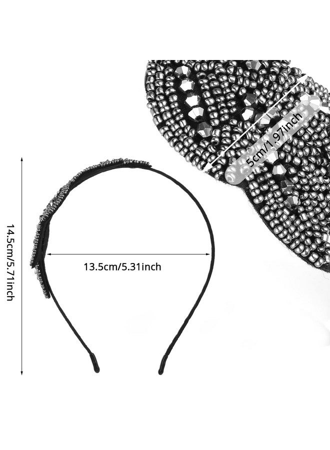 Sibba 1920S Headbands For Women Head Bands Accessories Crystal Bridal Wedding Black Headpiece 20S Rhinestone Flapper Vintage Hair Valentines Accessory For Girls Costume Prom Party Retro (Grey) - Image 2