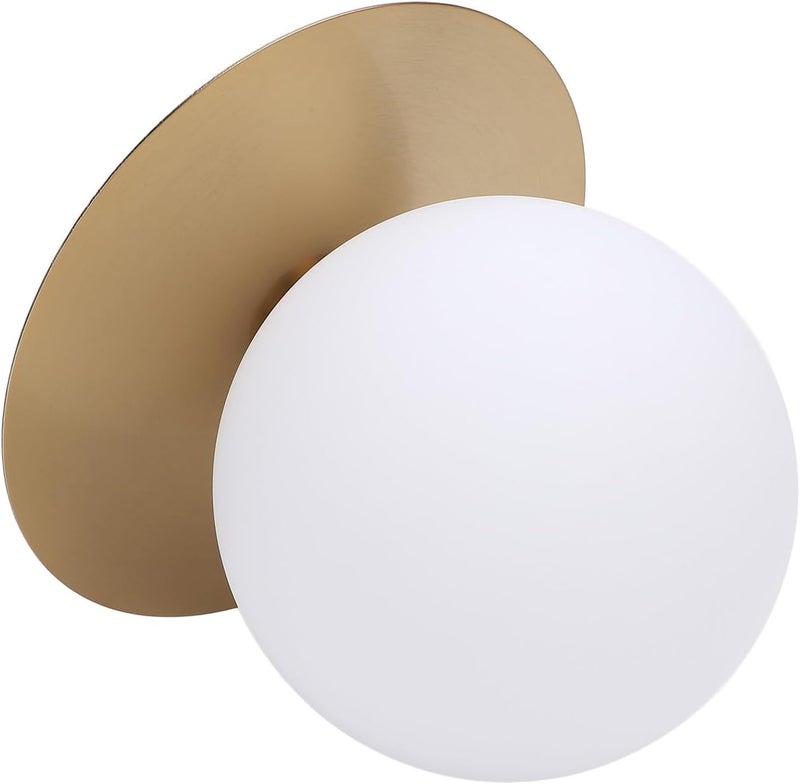 Modern Minimalist Wall Lamp, Milky White Glass Globe Sconce with G9 Bulb for Living Room, Kitchen, Bathroom, Hardwire Install, Mounting Accessories Included - Image 1