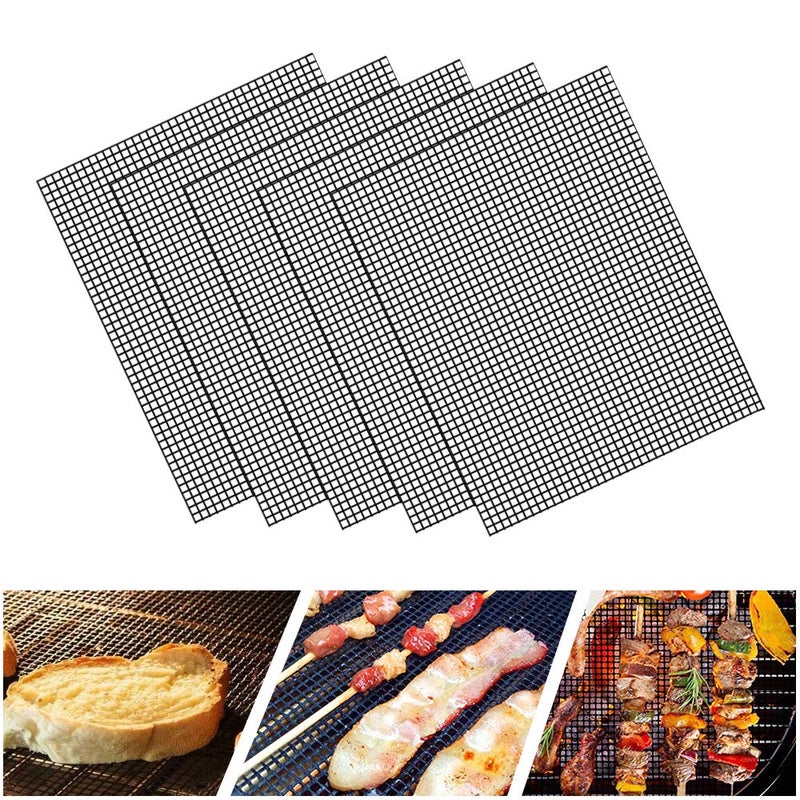 LOOCH BBQ Mesh Grill Mat Set of 5 - Heavy Duty Nonstick Mesh Grilling Mats & Barbecue Accessories - Reusable and Easy to Clean - Works on Gas, Charcoal, Electric Grill and More - 15.75 x 13 Inch - Image 3