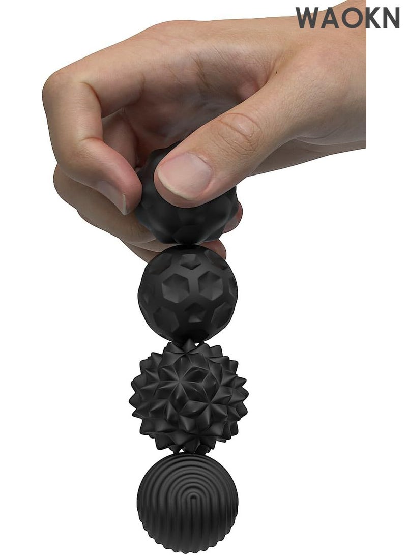WAOKN Magnetic Balls Fidget Toys for Adults&Teens, 4pcs Large Sensory Attraction Stress Balls with Silicone Shell to Calm Restless Hands Anxious Mind, Office Desk Magnet Balls Toys for Anxiety Relief（Black） - Image 3