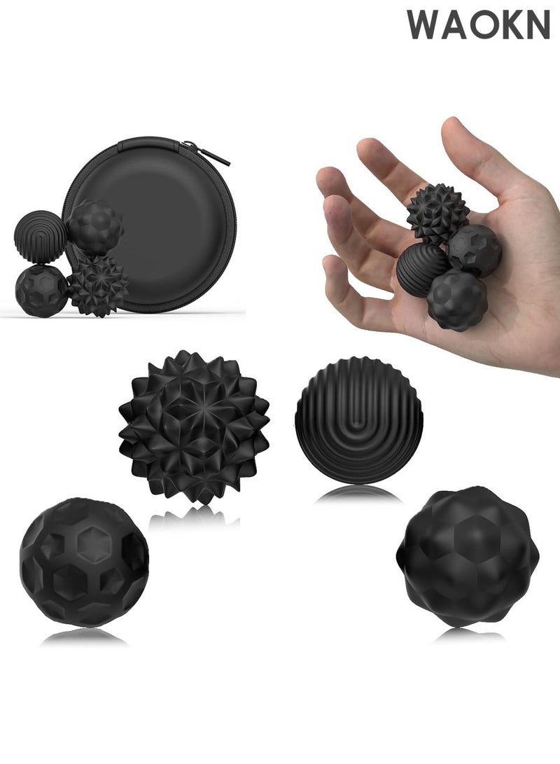 WAOKN Magnetic Balls Fidget Toys for Adults&Teens, 4pcs Large Sensory Attraction Stress Balls with Silicone Shell to Calm Restless Hands Anxious Mind, Office Desk Magnet Balls Toys for Anxiety Relief（Black） - Image 1